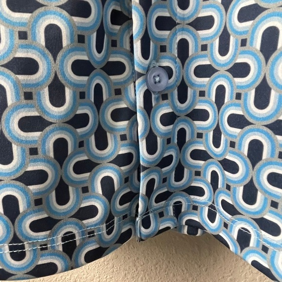 CREMIEUX PREMIUM DENIM Men's XL Blue Geometric Short Sleeve Button Up Shirt - Picture 4 of 7